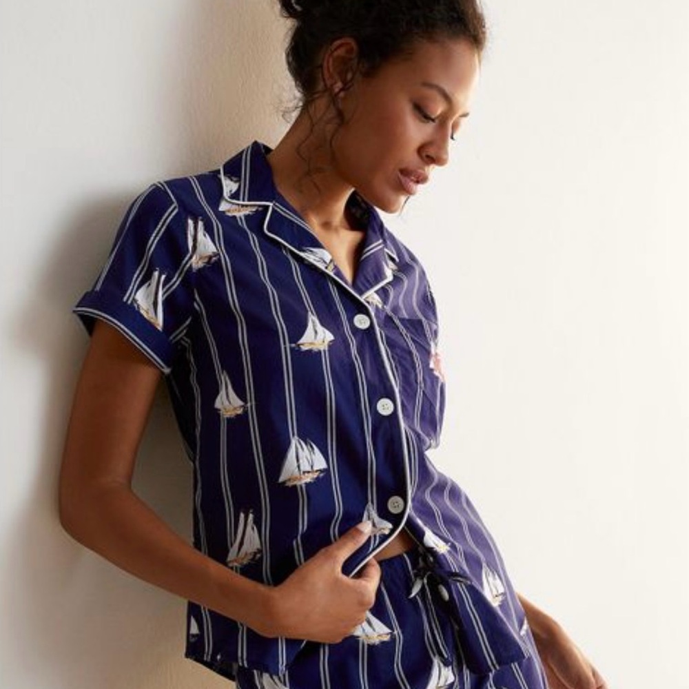 Lauren Ralph Lauren Women’s Nautical Pyjama Top Embroidered Monogram